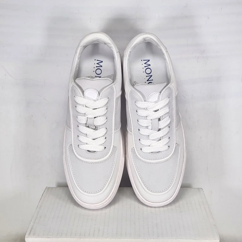 Moncler Neue York Sneakers Womens Size 39 White Low Top Leather Luxury Shoes
